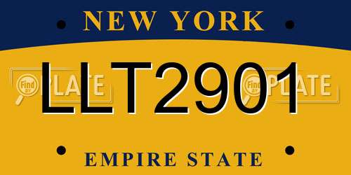 LLT2901 New York License Plate