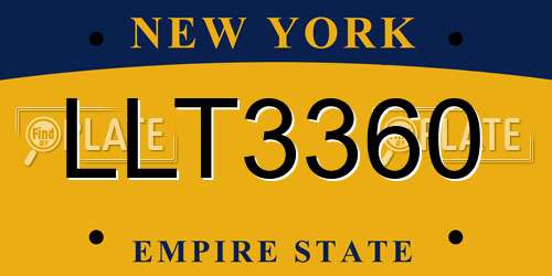 LLT3360 New York License Plate