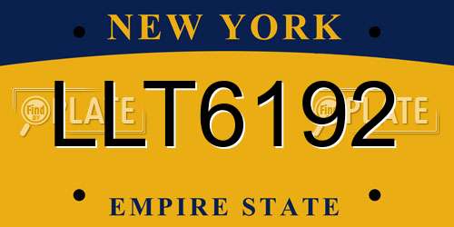 LLT6192 New York License Plate
