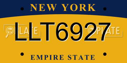 LLT6927 New York License Plate