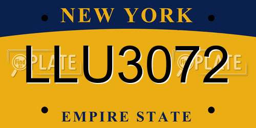 LLU3072 New York License Plate