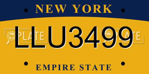 LLU3499 New York License Plate