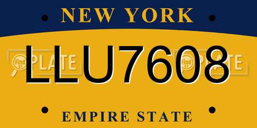LLU7608 New York License Plate