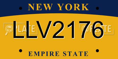 LLV2176 New York License Plate