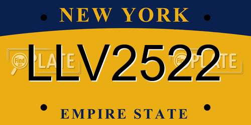 LLV2522 New York License Plate