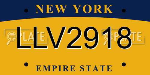 LLV2918 New York License Plate