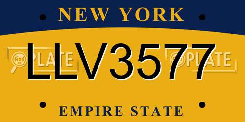 LLV3577 New York License Plate