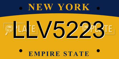 LLV5223 New York License Plate