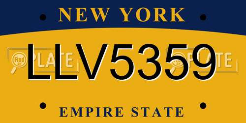 LLV5359 New York License Plate