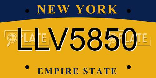 LLV5850 New York License Plate