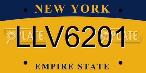 LLV6201 New York License Plate
