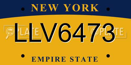 LLV6473 New York License Plate
