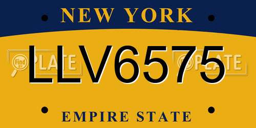 LLV6575 New York License Plate