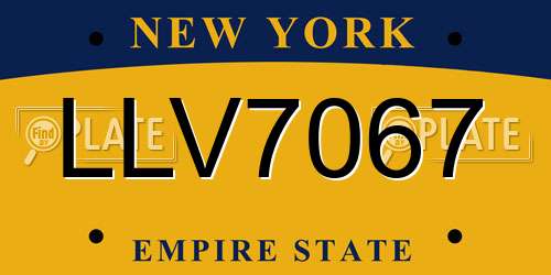LLV7067 New York License Plate