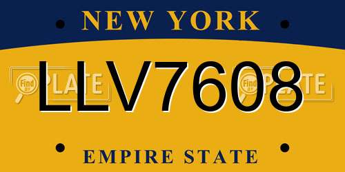 LLV7608 New York License Plate