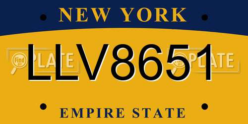 LLV8651 New York License Plate