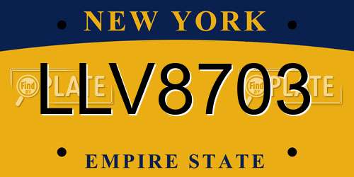 LLV8703 New York License Plate