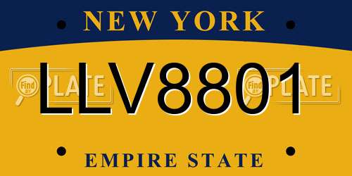 LLV8801 New York License Plate