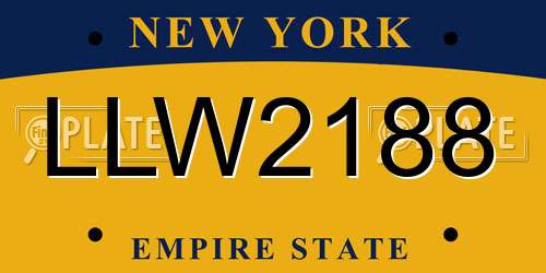 LLW2188 New York License Plate