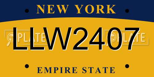 LLW2407 New York License Plate