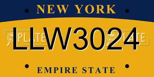LLW3024 New York License Plate