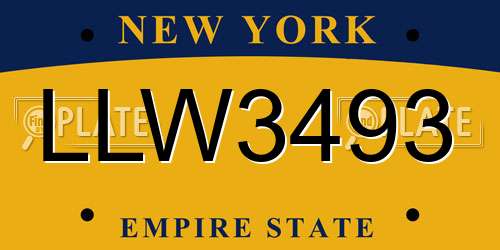 LLW3493 New York License Plate