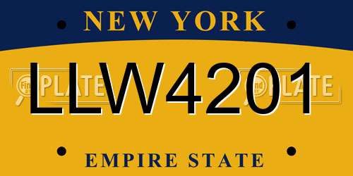 LLW4201 New York License Plate