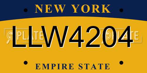 LLW4204 New York License Plate