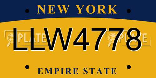 LLW4778 New York License Plate
