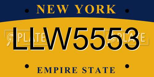 LLW5553 New York License Plate