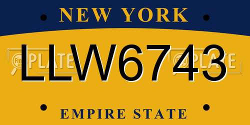 LLW6743 New York License Plate