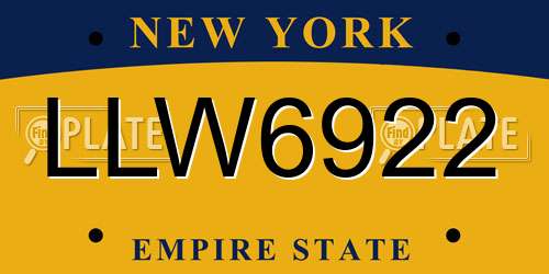 LLW6922 New York License Plate