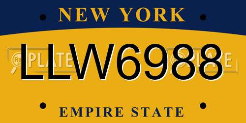 LLW6988 New York License Plate