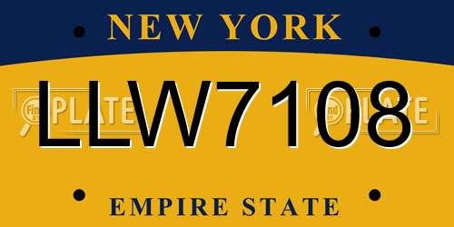 LLW7108 New York License Plate
