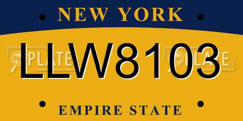 LLW8103 New York License Plate