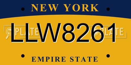 LLW8261 New York License Plate