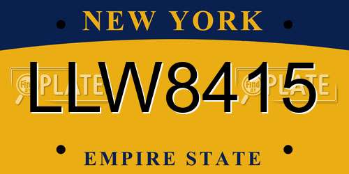 LLW8415 New York License Plate