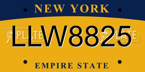 LLW8825 New York License Plate