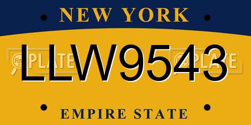 LLW9543 New York License Plate
