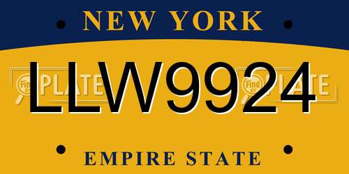 LLW9924 New York License Plate