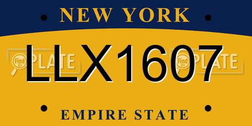 LLX1607 New York License Plate