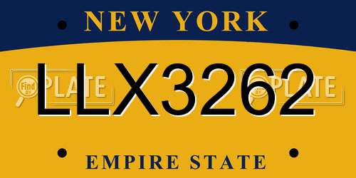 LLX3262 New York License Plate