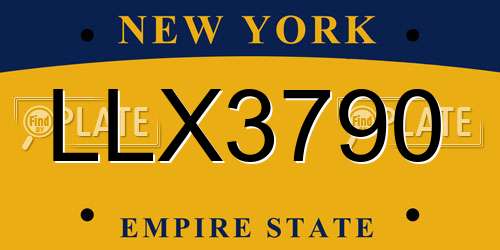 LLX3790 New York License Plate