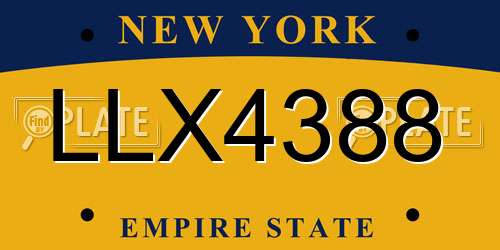 LLX4388 New York License Plate