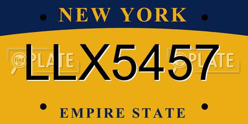 LLX5457 New York License Plate