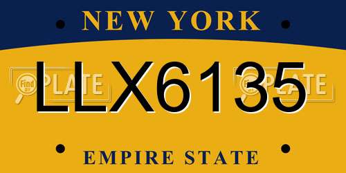 LLX6135 New York License Plate