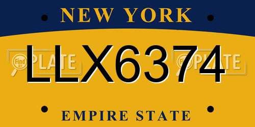 LLX6374 New York License Plate