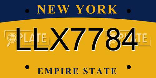 LLX7784 New York License Plate