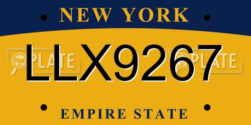LLX9267 New York License Plate