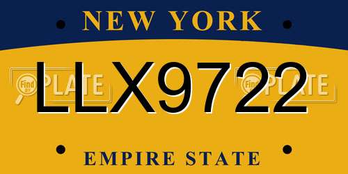 LLX9722 New York License Plate